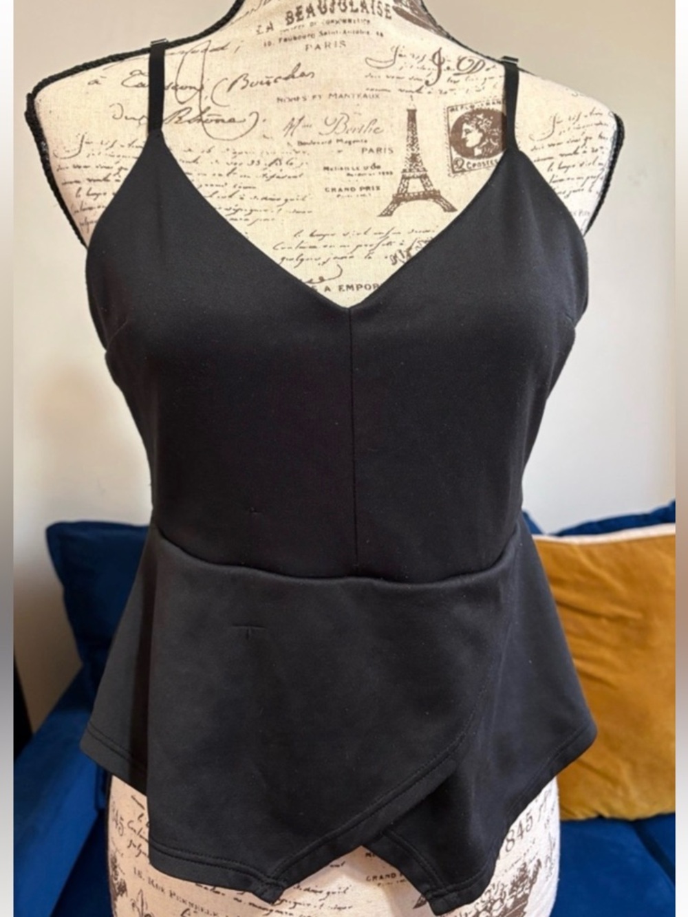 Y2K Black V-Neck Peplum Cami Top by GUESS